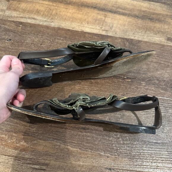 Giuseppe Zanotti Camo Floral Thong Sandals Black Size 10.5 Strappy FLAWS READ - Picture 4 of 10